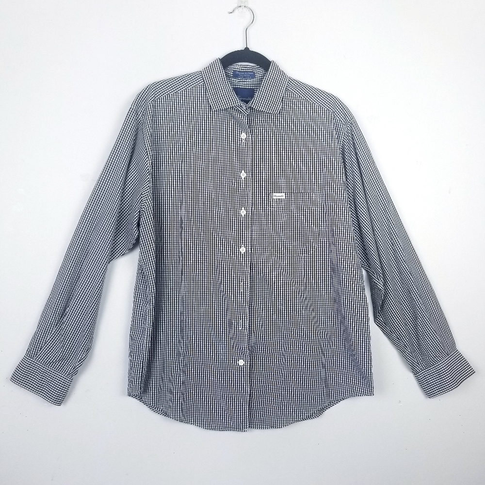 Faconnable Dress Shirt Size Large Black/White